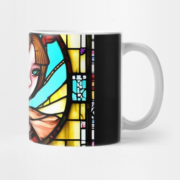 Beautiful Lady stained glass church window by animegirlnft